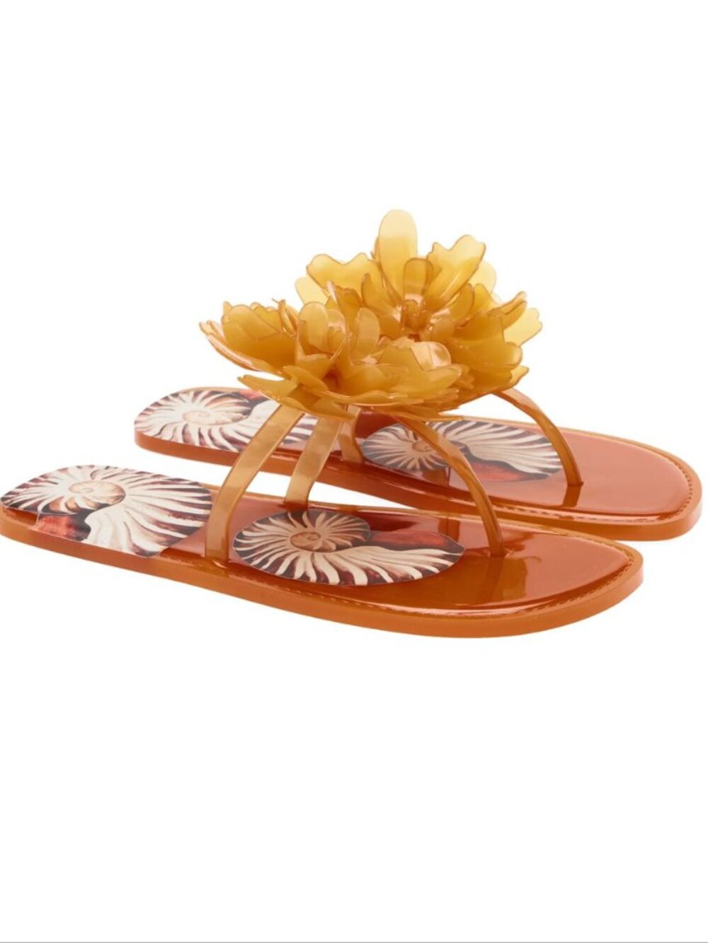 FARM Rio Flower Jelly Flip Flop Size 7 Est Ammonite Floral Appliqué NEW